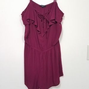 NWOT Burgundy Sleeveless Tank Ruffle Romper Large